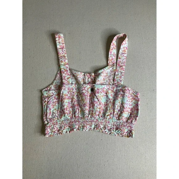 Roxy Cropped Floral Top Size Medium - Picture 2 of 4
